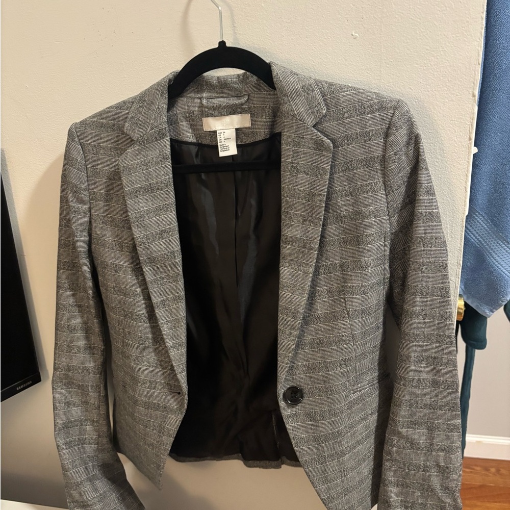 H&M Gray Plaid Blazer